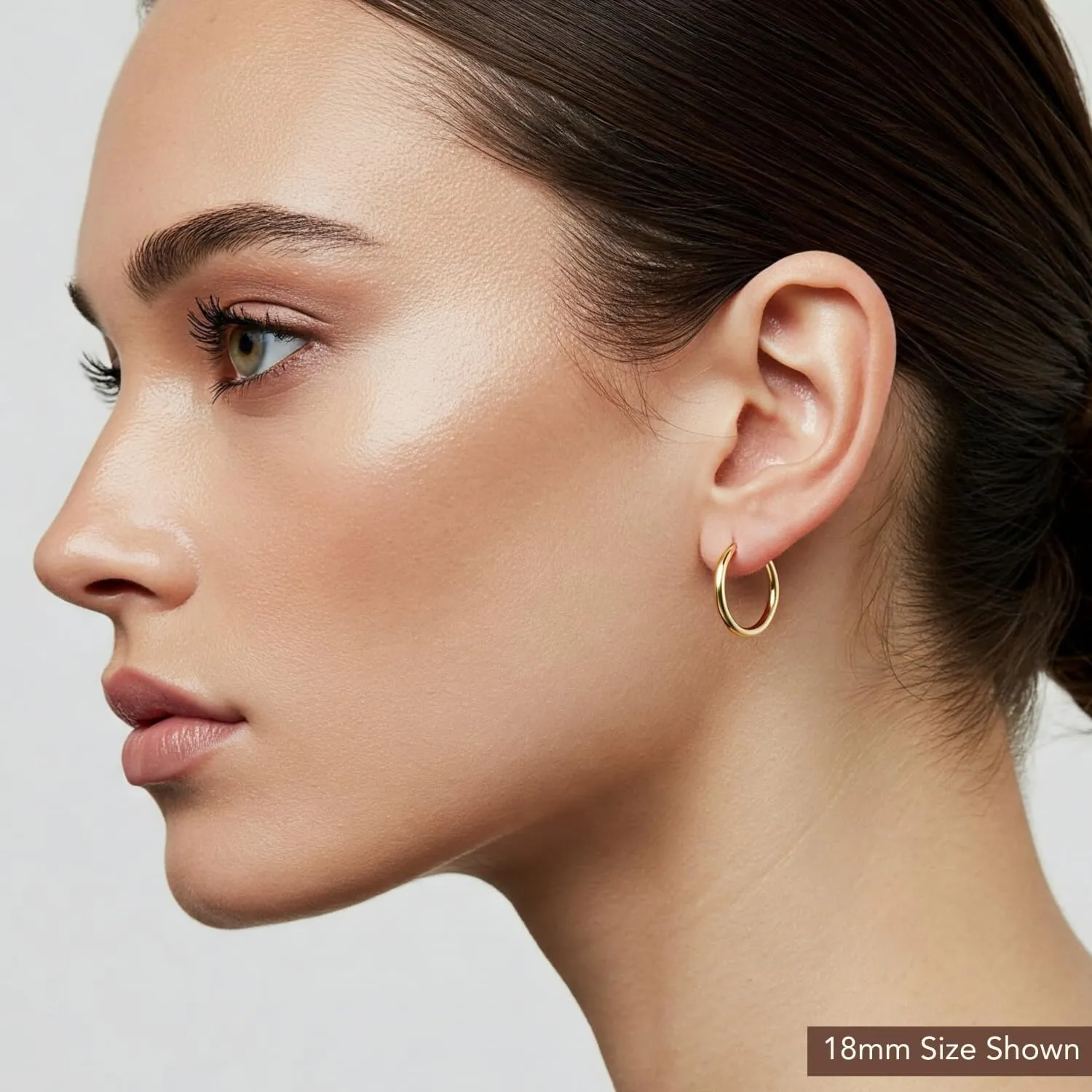 10K Yellow Gold Classic Shiny Polished Hoop Earrings, Plain Round Gold Hoops, Gold Earrings for Women and Men, 10K Real Gold