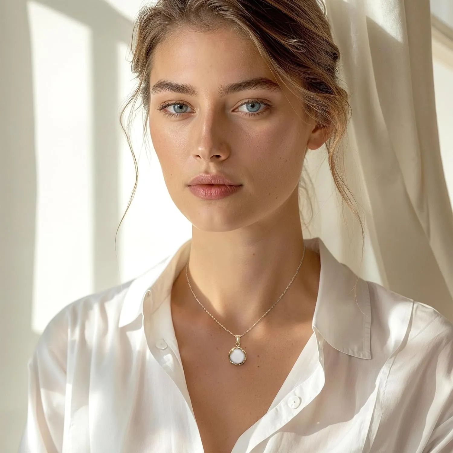 14K Gold Plated Moonstone Necklace for Women - Moonstone Pendant Gold Necklace - June Gold Birthstone Necklace - Gold Statement Necklaces - Anniversary Jewelry - Moonstone Jewelry