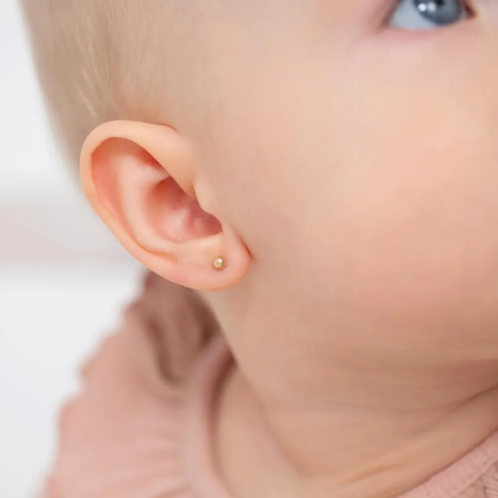 14k Yellow Gold Classic 3,4,5,6mm Ball Screw Back Earrings for Babies, Toddlers & Young Girls - Cute Small Ball Earrings For Little Girls With Safety Screw Backs