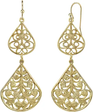 1928 Jewelry Classic Teardrop Filigree Drop Earrings