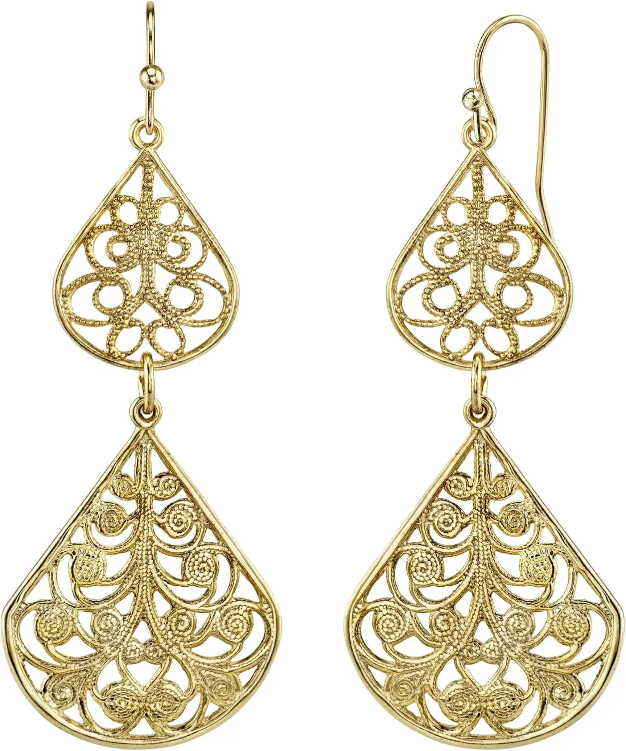 1928 Jewelry Classic Teardrop Filigree Drop Earrings