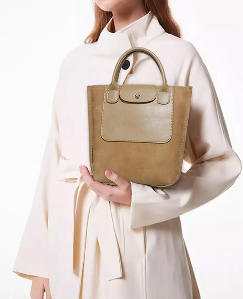 2025 Tote Bag Purse for Women Vintage Bucket Handbag Shoulder Crossbody Bag Frosted Top Handle Handbags Purses Satchels