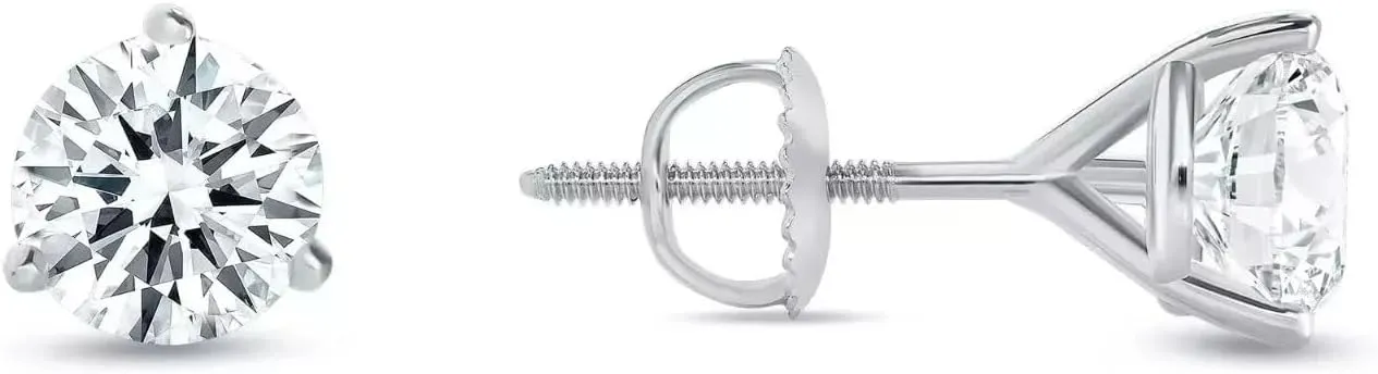 6 Ct Round Cut Diamond Stud Earrings White Gold 925 Silver Screw Back Earrings For Women's Classic Jewellery