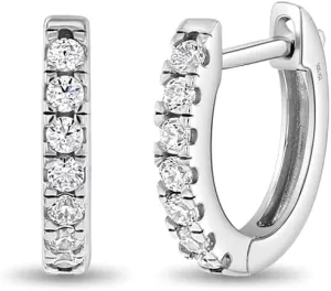 925 Sterling Silver Classic Clear Cubic Zirconia Hoop Huggie Earrings for Young Girls - Popular Small Hoop Earrings for Young Girls and Pre-teens with Shimmering Cubic Zirconia Stones