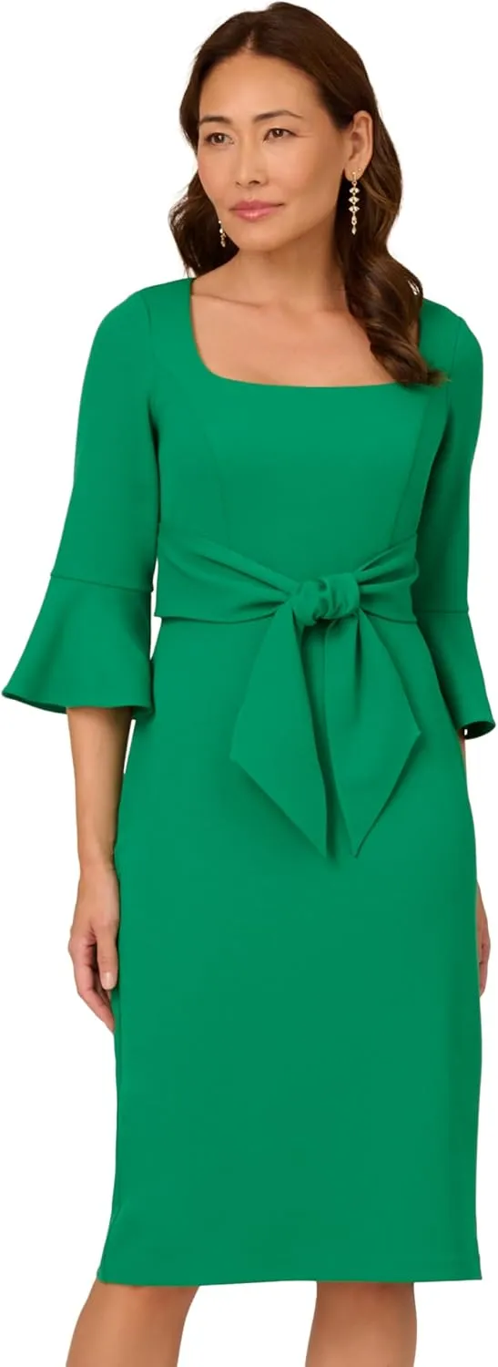 Adrianna Papell Women's Bell Sleeve Tie Front Dress