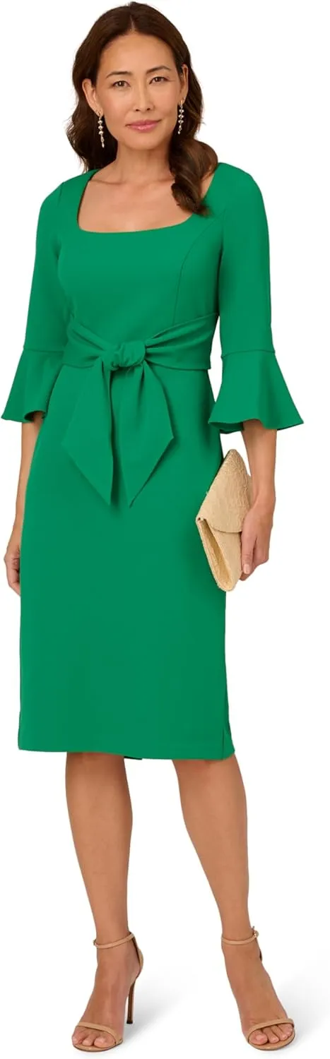 Adrianna Papell Women's Bell Sleeve Tie Front Dress