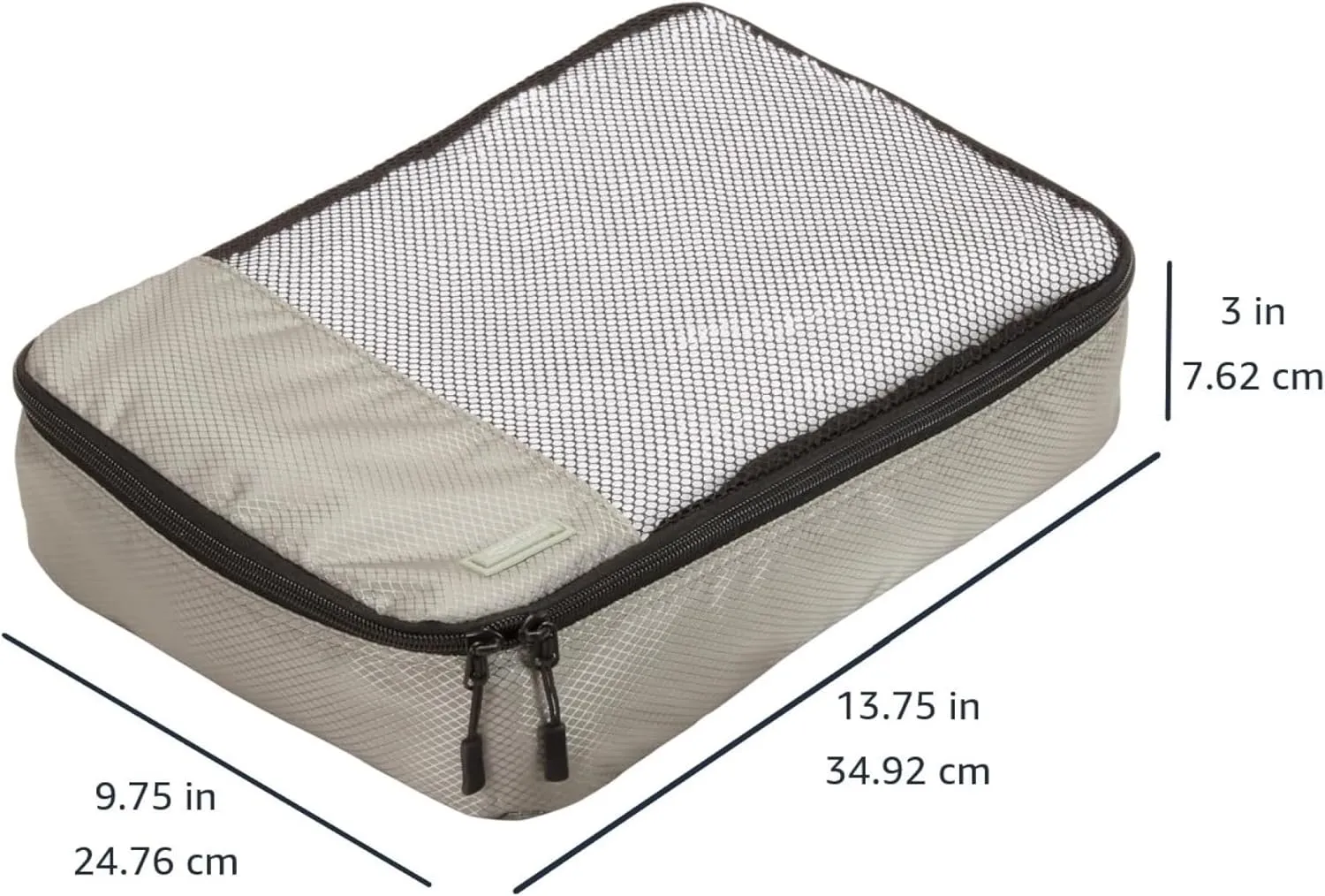 Amazon Basics 4 Piece Packing Cubes with Double Zipper and Mesh Top, Travel Organizer Set, Medium, Gray