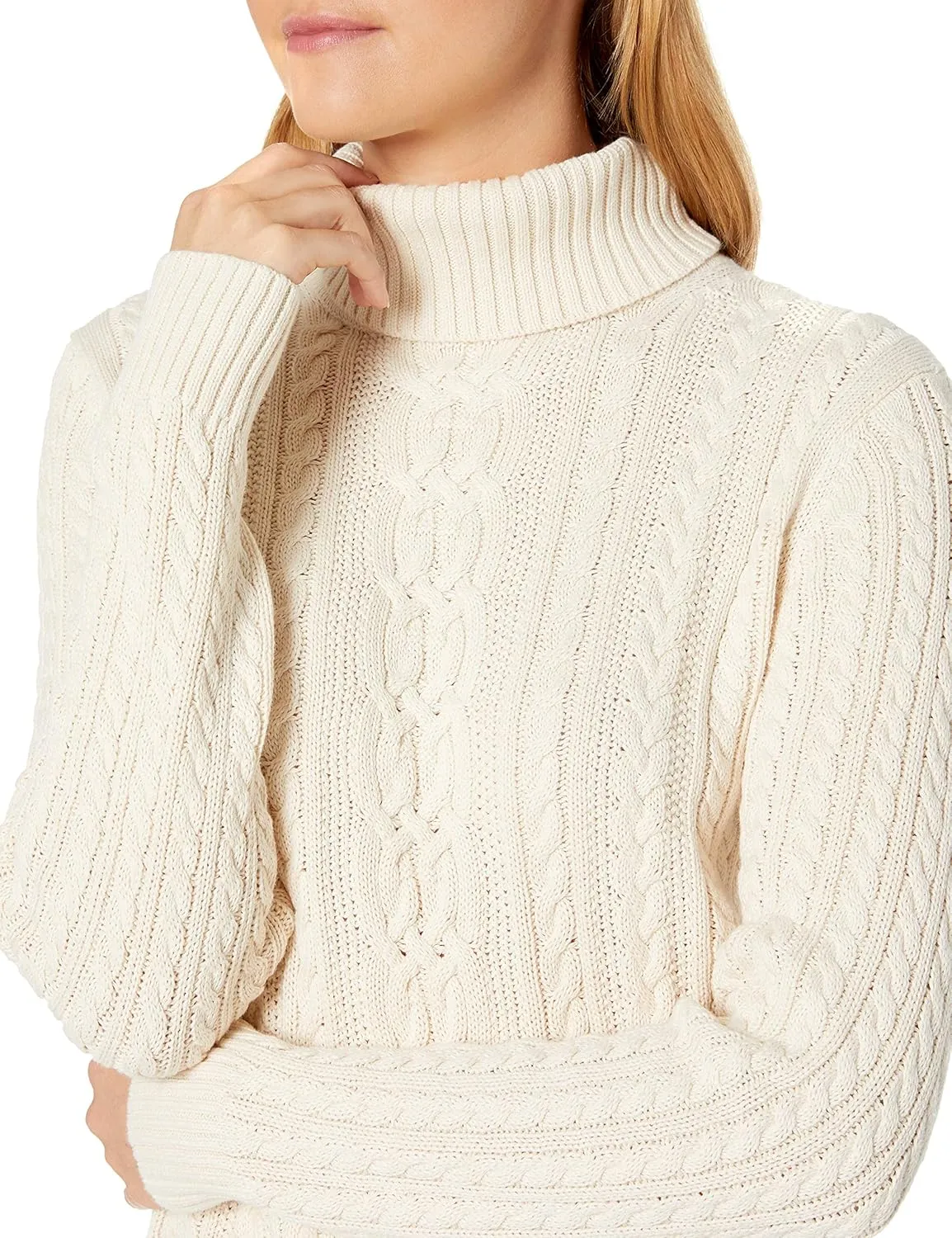 Amazon Essentials Women's Fisherman Cable Turtleneck Sweater (Available in Plus Size)
