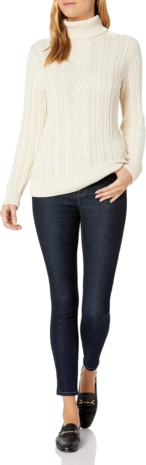 Amazon Essentials Women's Fisherman Cable Turtleneck Sweater (Available in Plus Size)