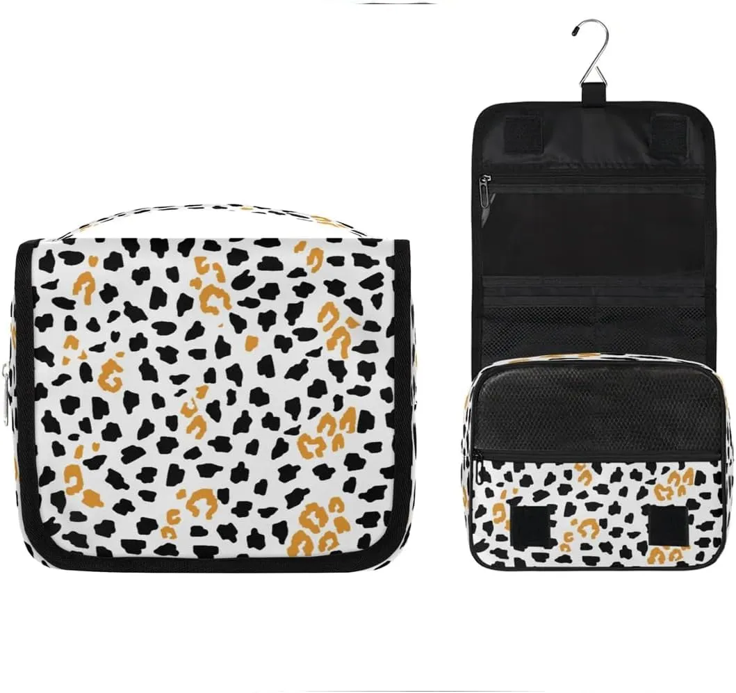 Animal Print Hanging Toiletry Bag, Spacious Travel Toiletry Bag for Women Men, Cosmetic Bags for Women, Travel Makeup Bag Suitable for Business, Camping, and Fitness