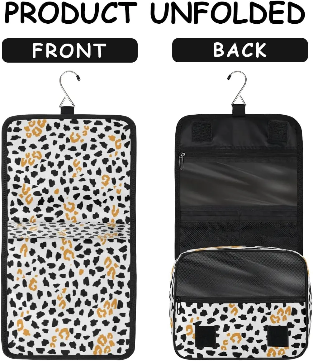 Animal Print Hanging Toiletry Bag, Spacious Travel Toiletry Bag for Women Men, Cosmetic Bags for Women, Travel Makeup Bag Suitable for Business, Camping, and Fitness