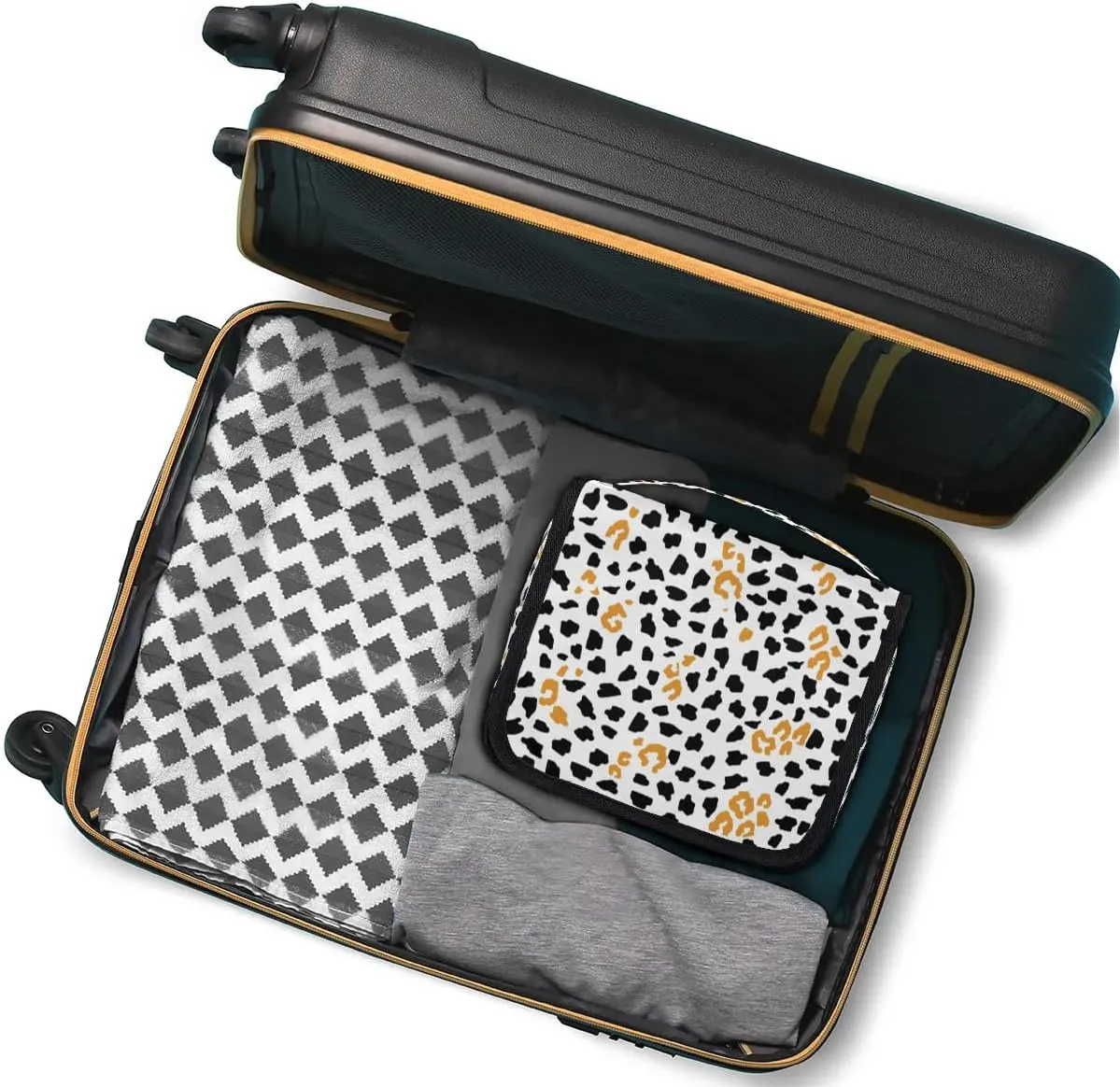 Animal Print Hanging Toiletry Bag, Spacious Travel Toiletry Bag for Women Men, Cosmetic Bags for Women, Travel Makeup Bag Suitable for Business, Camping, and Fitness