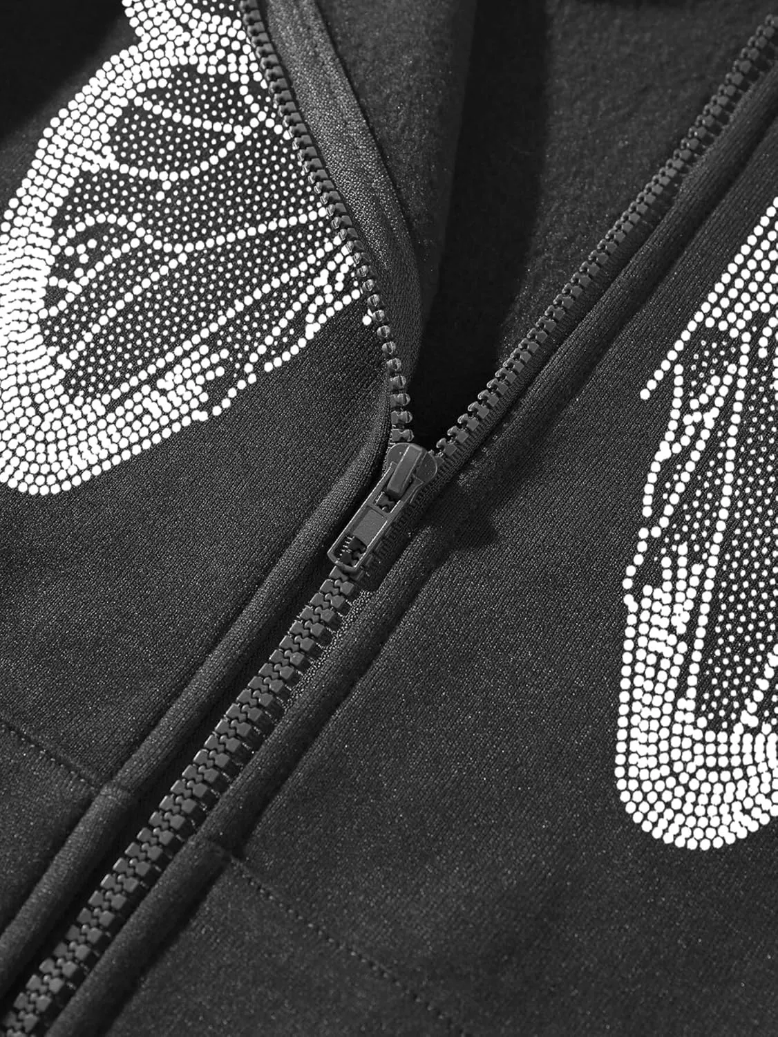 Aobiono Women Men Y2K Zip Up Oversized Hoodie Butterfly Skeleton Rhinestone Gothic Emo Grunge Alt Graphic Baggy Fleece Jacket