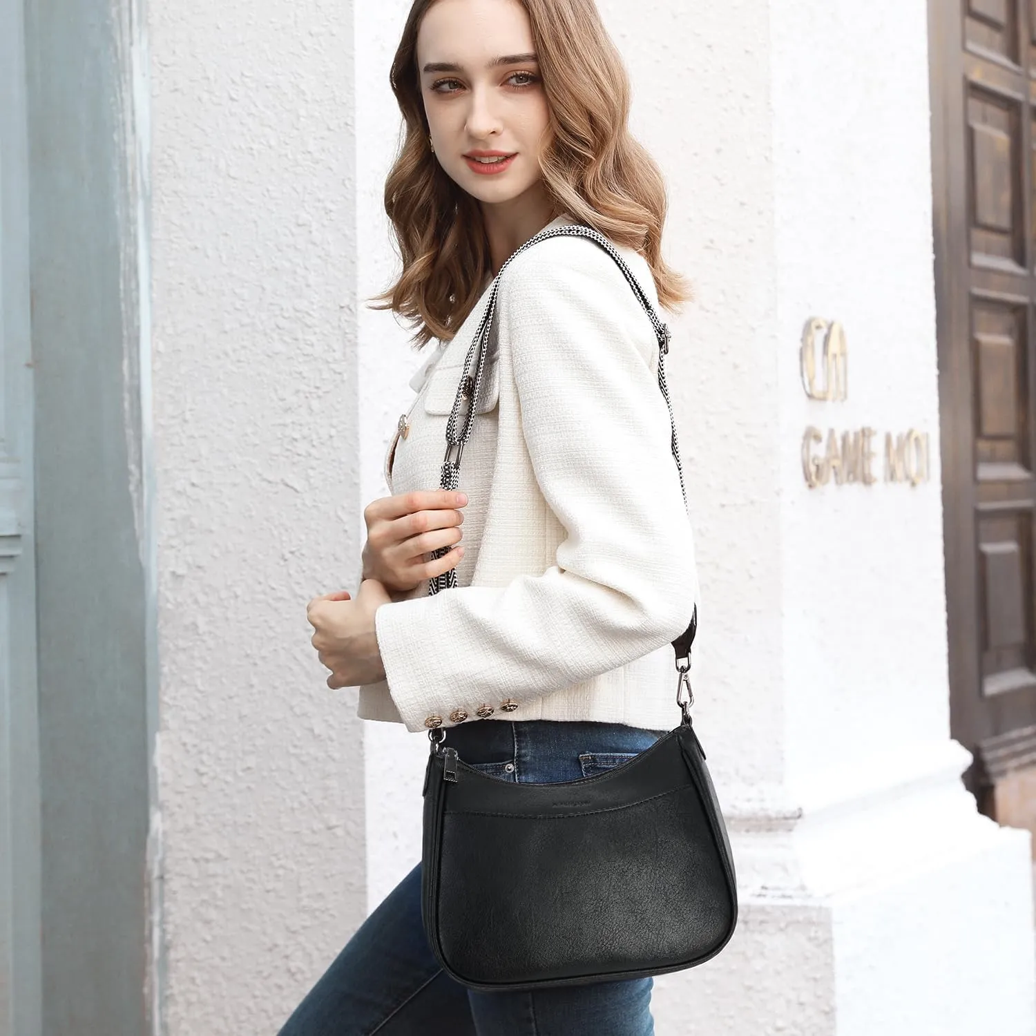 APHISON Trendy Leather Crossbody Purse with Adjustable Strap, Women's Shoulder Handbag