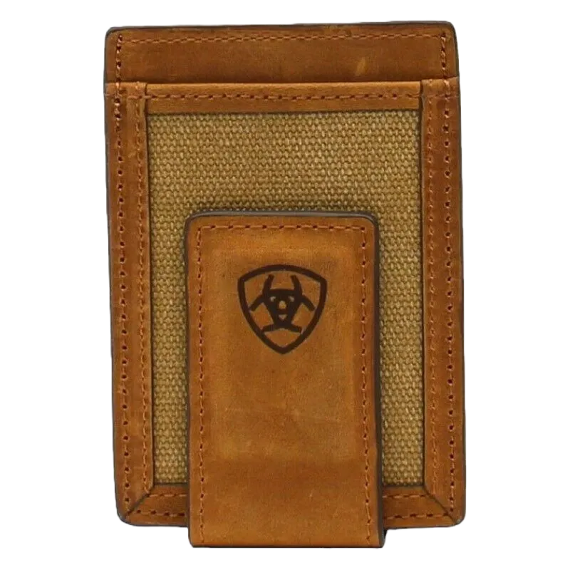 Ariat Brown Canvas & Leather Money Clip A3542044