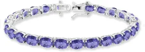 B. BRILLIANT Sterling Silver 7x5mm Simulated Morganite Oval-cut Classic Tennis Bracelet for Women