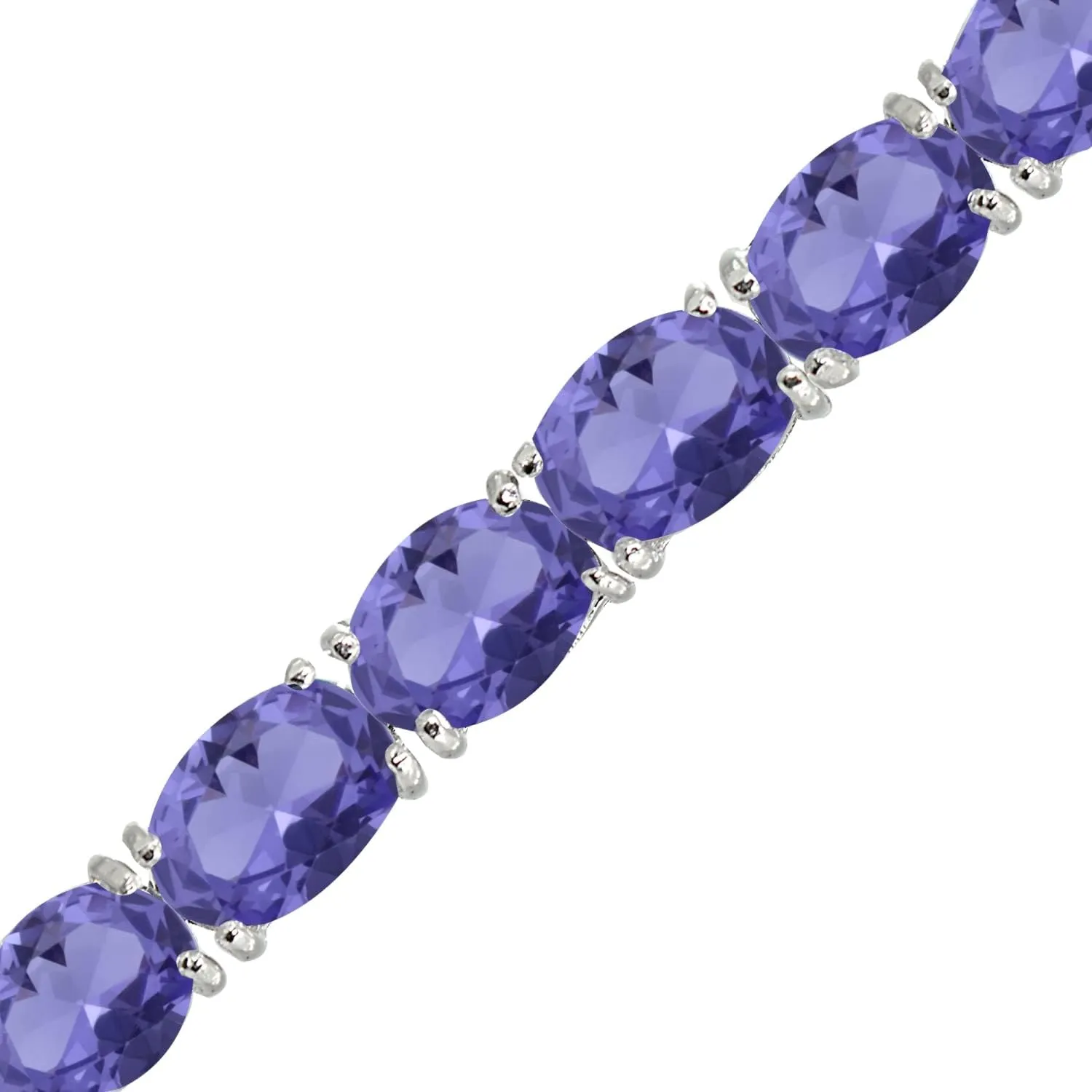 B. BRILLIANT Sterling Silver 7x5mm Simulated Morganite Oval-cut Classic Tennis Bracelet for Women
