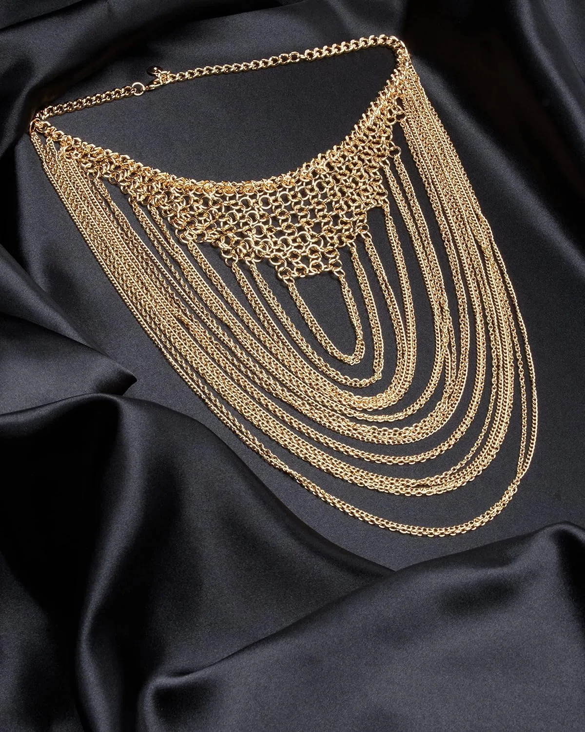 Badgley Mischka Women's Necklace - Elegant Layered Curb Chain Statement Collar Necklace Costume Jewelry