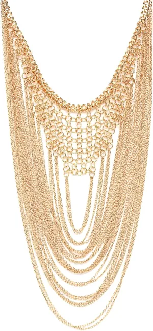 Badgley Mischka Women's Necklace - Elegant Layered Curb Chain Statement Collar Necklace Costume Jewelry