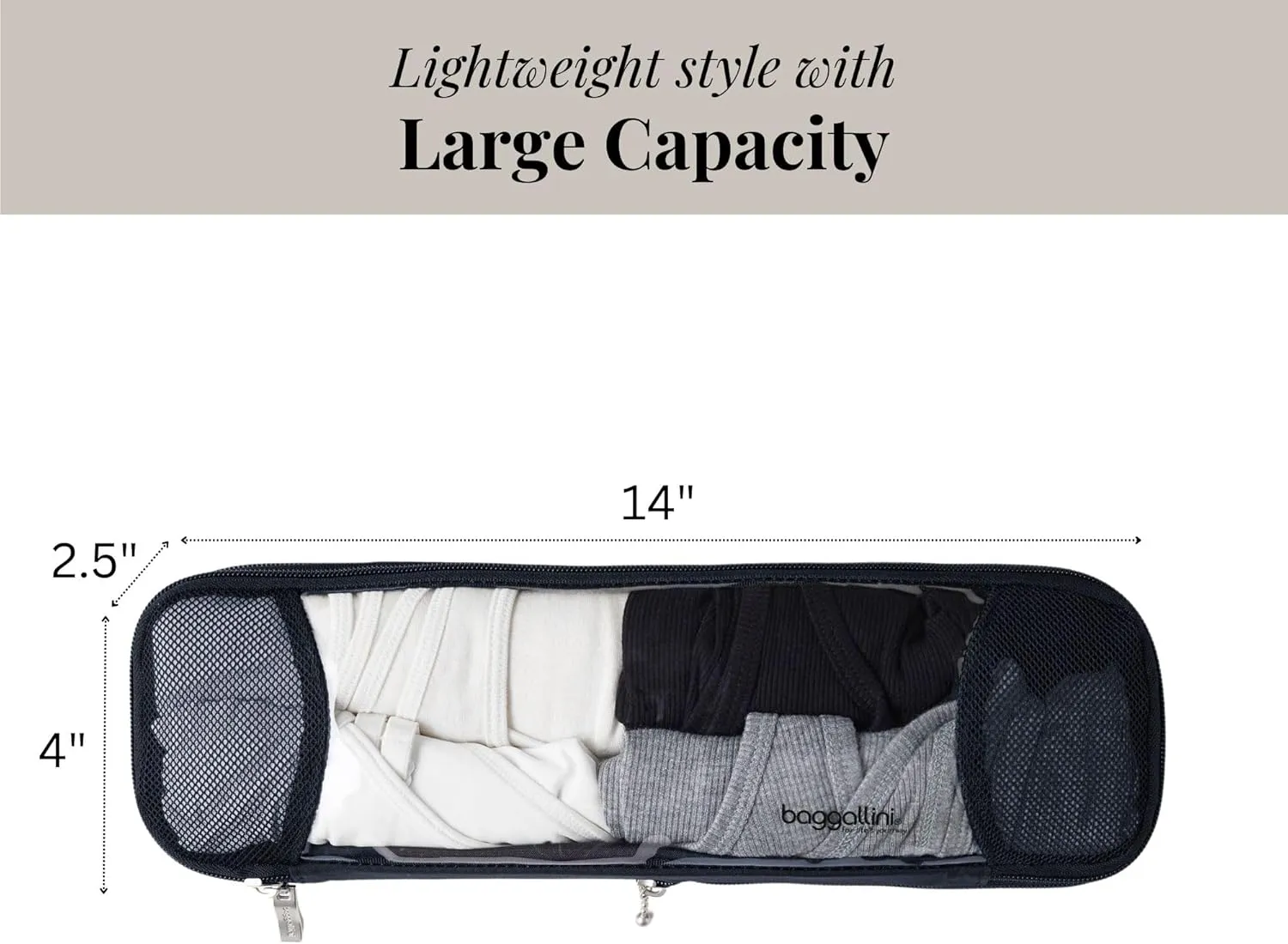 Baggallini Long Compression Cube - Lightweight Compression Packing Cube for Travel