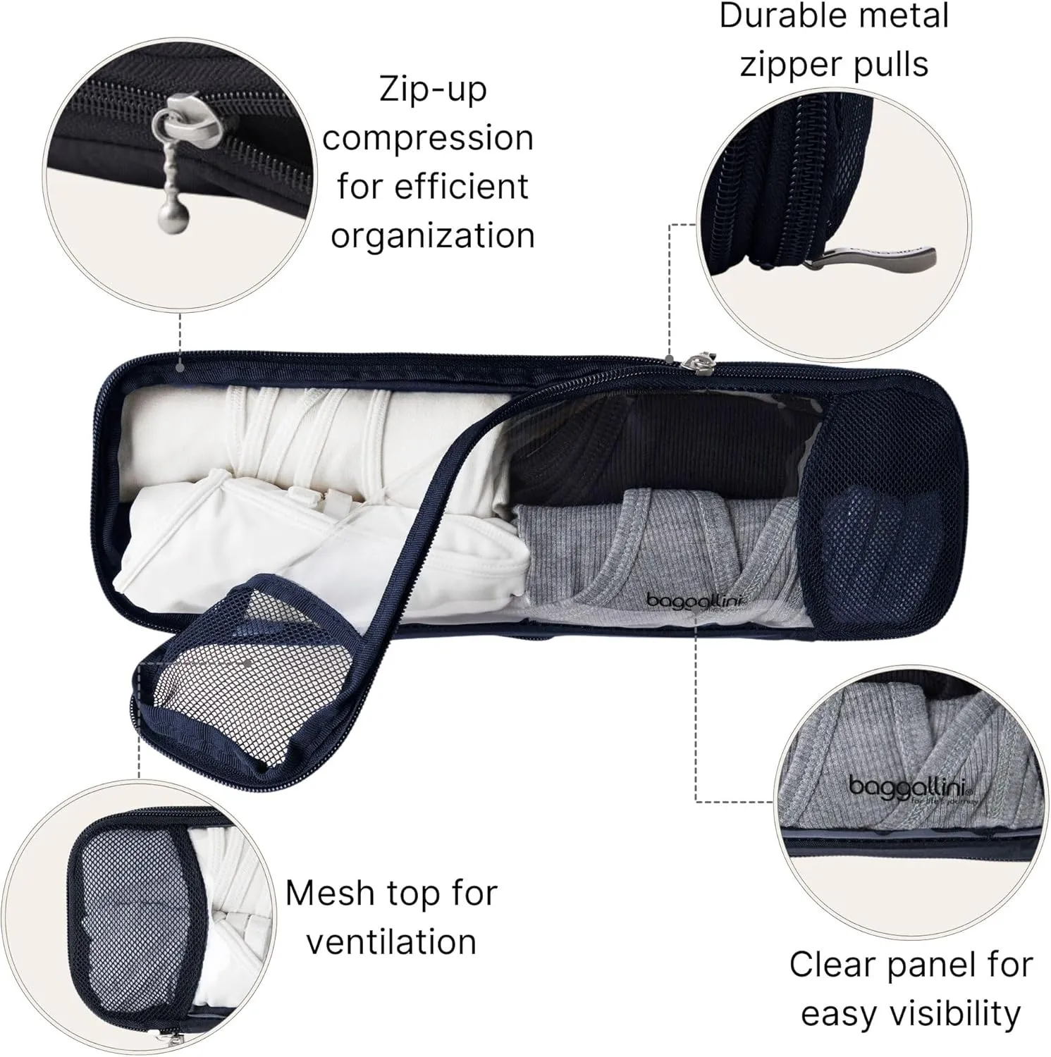 Baggallini Long Compression Cube - Lightweight Compression Packing Cube for Travel