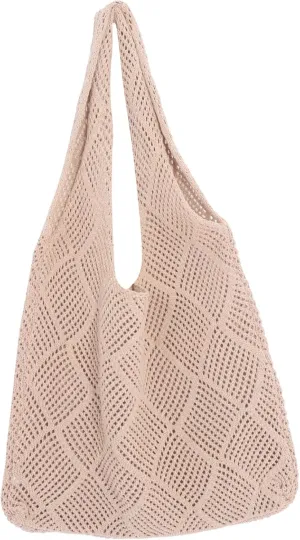 Beaupretty Woven Beach Tote Bag for Women Lightweight Hollow Out Handbag Versatile Summer Knit Bag for Shopping Picnics and Outdoor Activities Comfortable Material