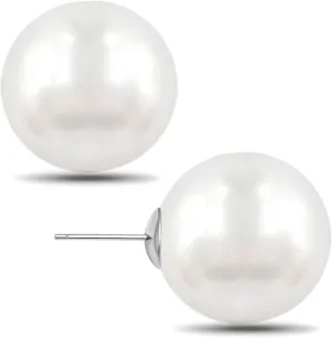 Big Pearl Earrings - Extra Oversized Classic Faux Round Large Simulated Pearl Studs for Women,Hypoallergenic to Sensitive Ears