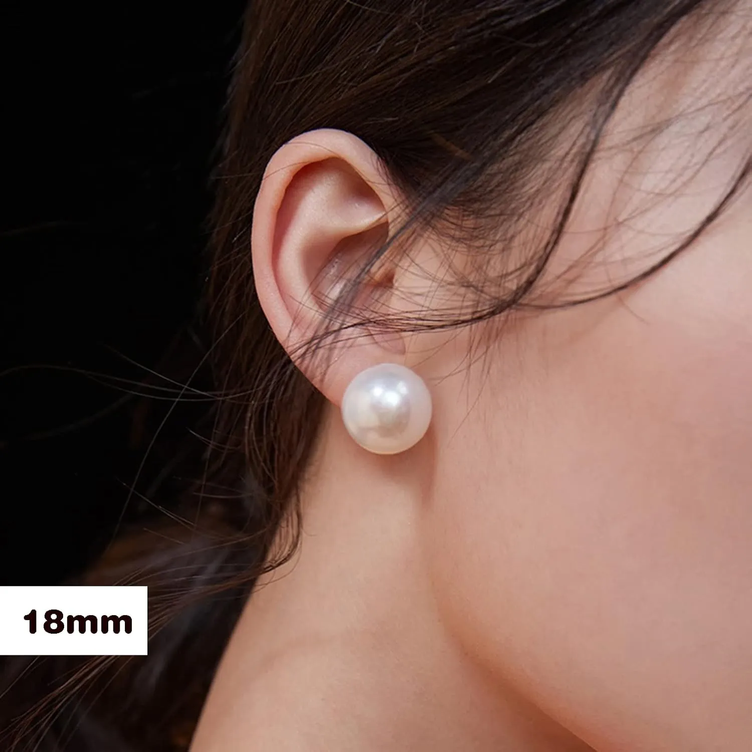 Big Pearl Earrings - Extra Oversized Classic Faux Round Large Simulated Pearl Studs for Women,Hypoallergenic to Sensitive Ears