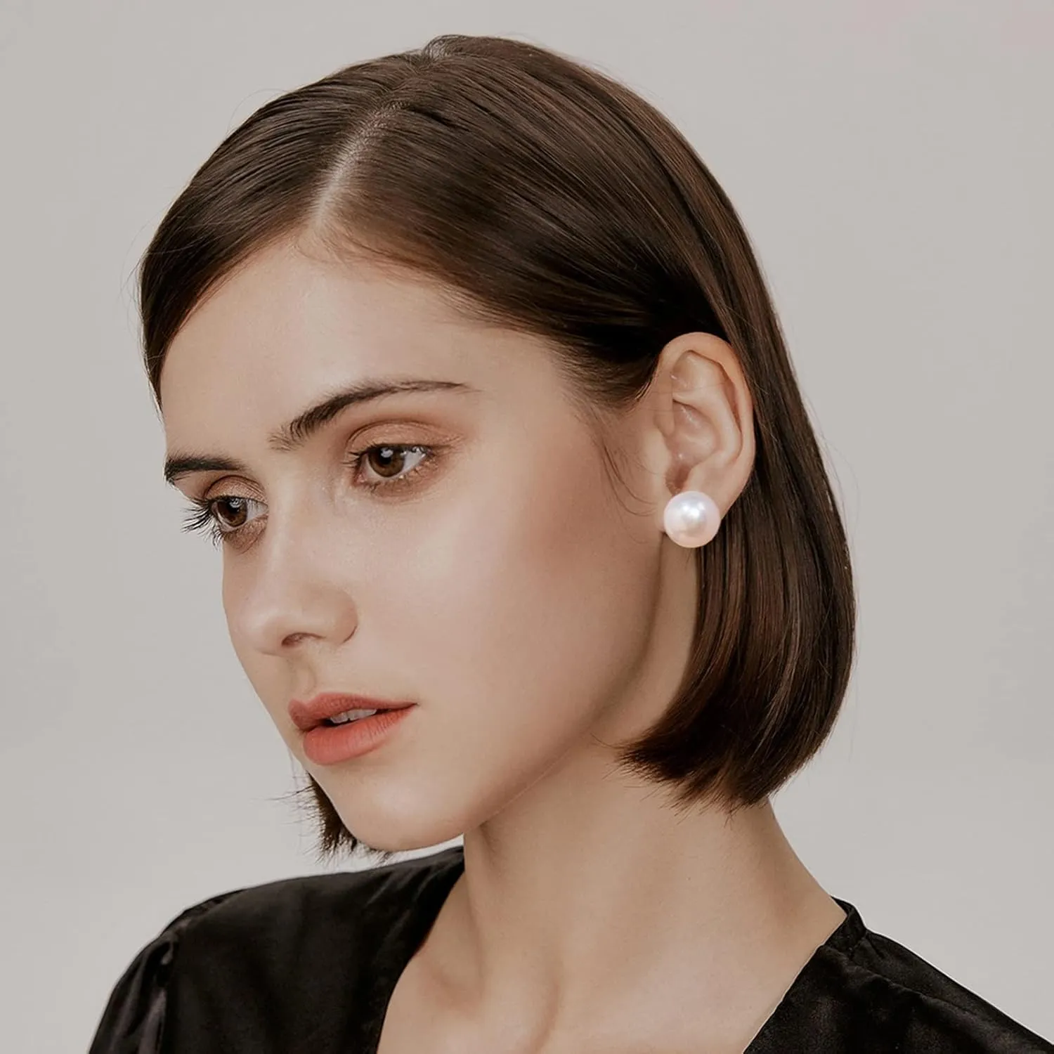 Big Pearl Earrings - Extra Oversized Classic Faux Round Large Simulated Pearl Studs for Women,Hypoallergenic to Sensitive Ears