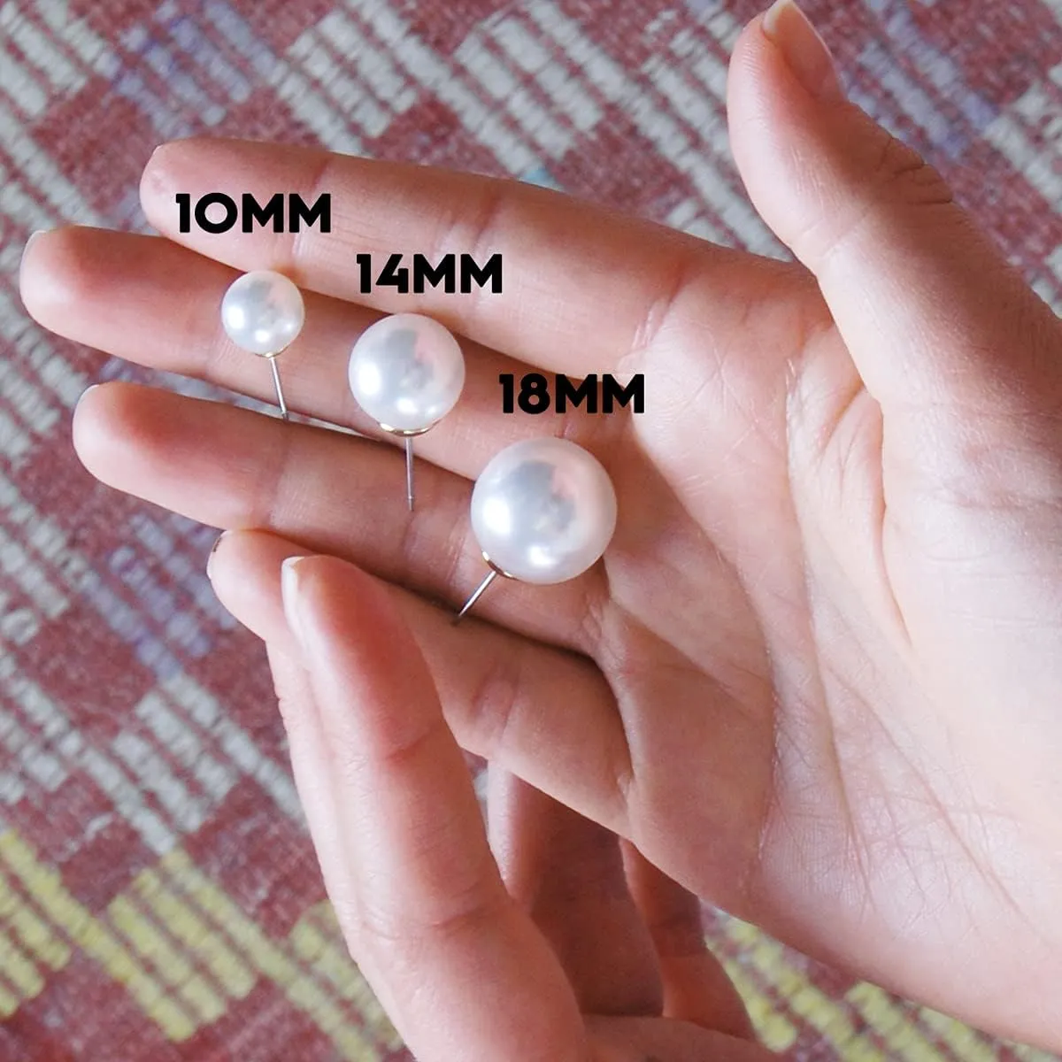 Big Simulated Pearl Earrings for Women - Oversized Classic Faux Round Large Ear Studs, Hypoallergenic and Safe for Sensitive Ears