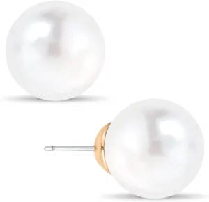 Big Simulated Pearl Earrings for Women - Oversized Classic Faux Round Large Ear Studs, Hypoallergenic and Safe for Sensitive Ears