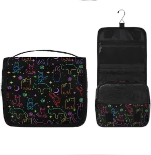 Black Cats Hanging Toiletry Bag, Spacious Travel Toiletry Bag for Women Men, Cosmetic Bags for Women, Travel Makeup Bag Suitable for Business, Camping, and Fitness