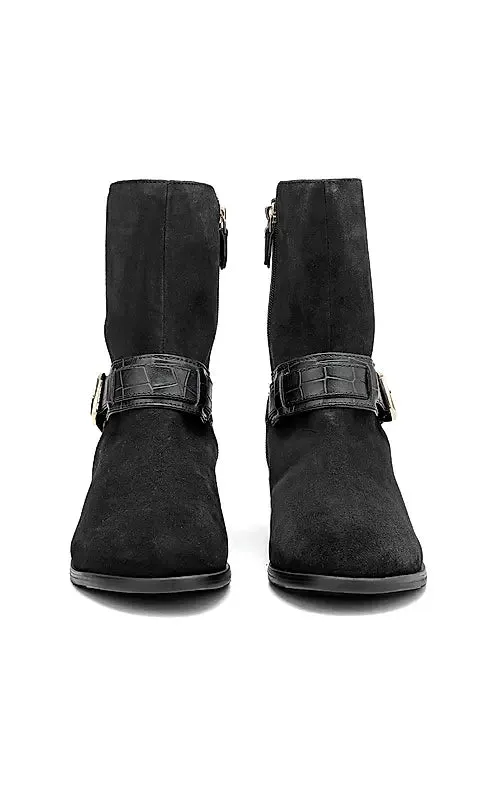 Black Suede Leather Ankle Boots