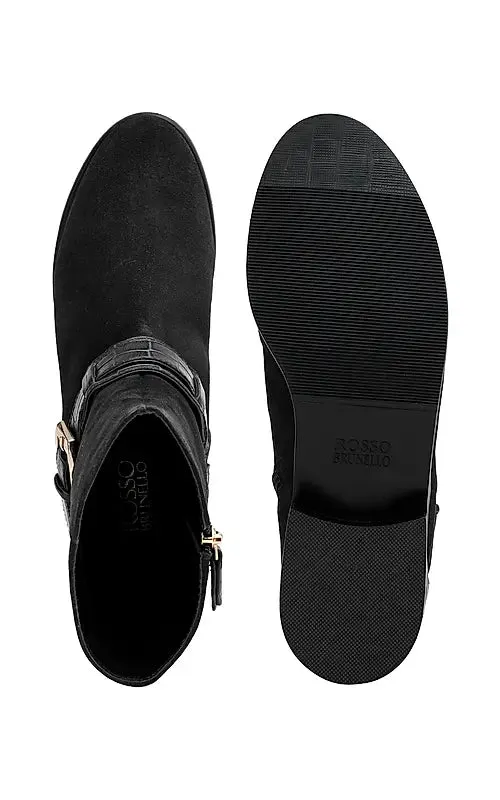 Black Suede Leather Ankle Boots