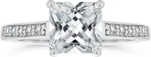 Bling Jewelry Timeless Classic Personalized Simple AAA CZ Square Princess Cut Solitaire Promise Engagement Ring for Women With .925 Sterling Silver Cubic Zirconia Pave Side Stone Band