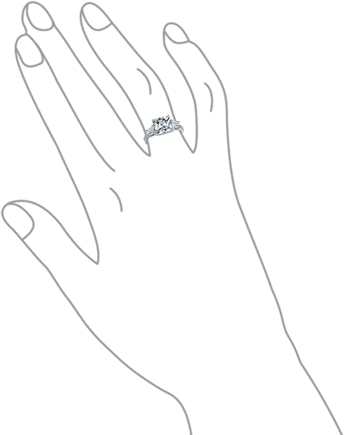 Bling Jewelry Timeless Classic Personalized Simple AAA CZ Square Princess Cut Solitaire Promise Engagement Ring for Women With .925 Sterling Silver Cubic Zirconia Pave Side Stone Band