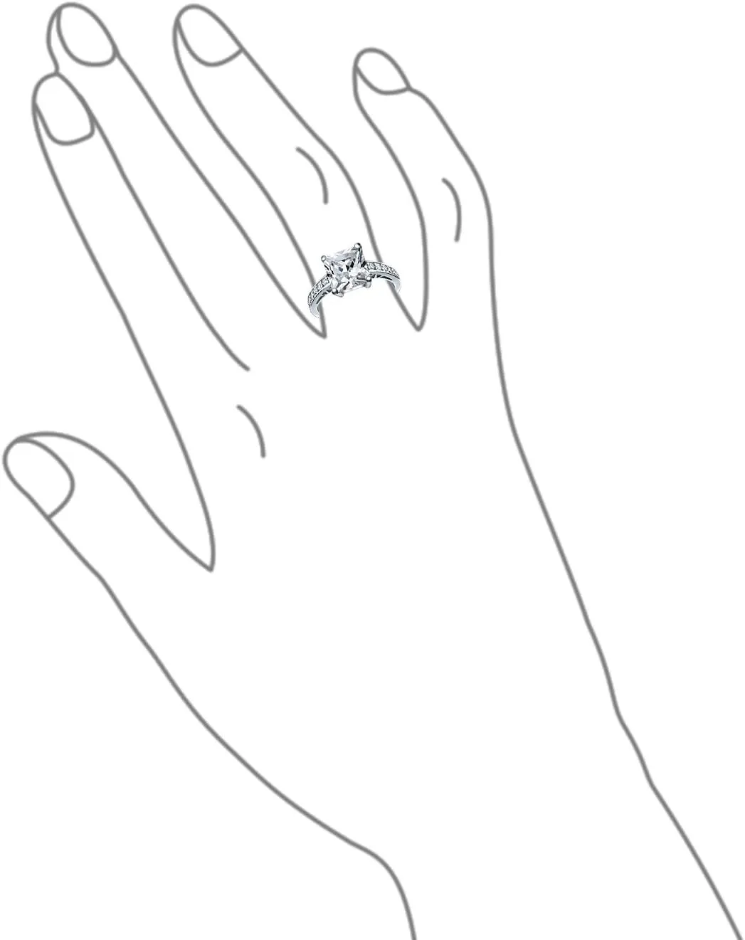 Bling Jewelry Timeless Classic Personalized Simple AAA CZ Square Princess Cut Solitaire Promise Engagement Ring for Women With .925 Sterling Silver Cubic Zirconia Pave Side Stone Band