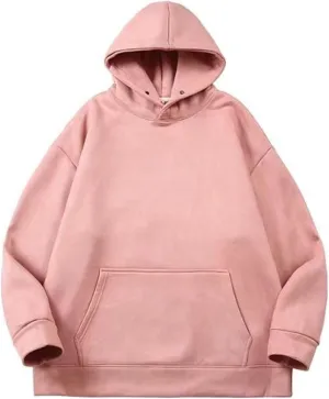 Bobeutou Vintage Oversized Hoodies for Women Plain Loose Fit Hoodie Trendy Blank Drop Shoulder Sweatshirt Casual Pullover Top (Pink,M,Medium)
