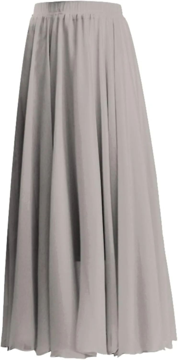 Boho Skirts for Women Summer Lightweight Sheer High Elastic Waist Pleated Loose Mesh Long Skirts for Going Out Outfits