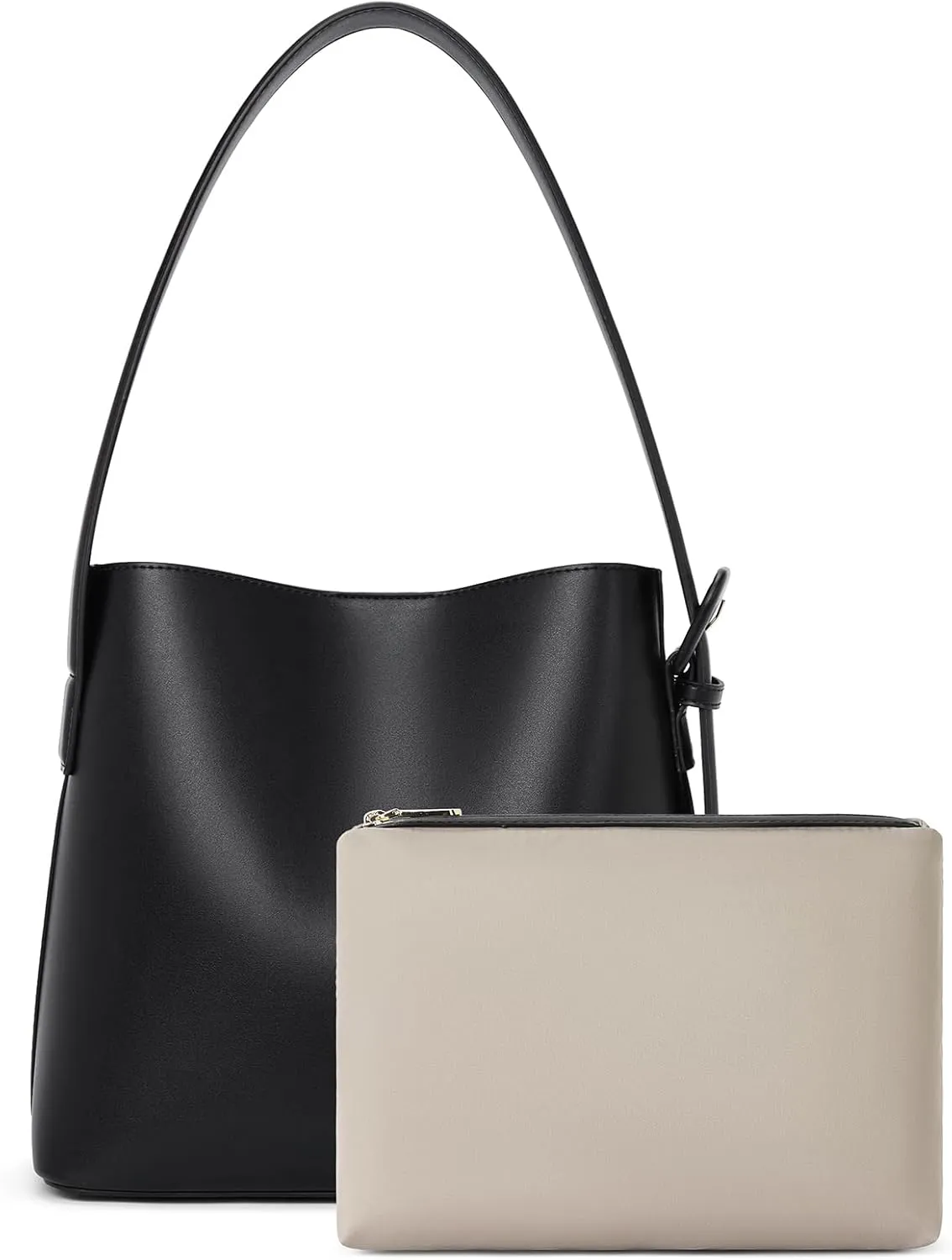 BOSTANTEN Bucket Bag Vegan Leather Shoulder Purses for Women Trendy Adjustable Strap
