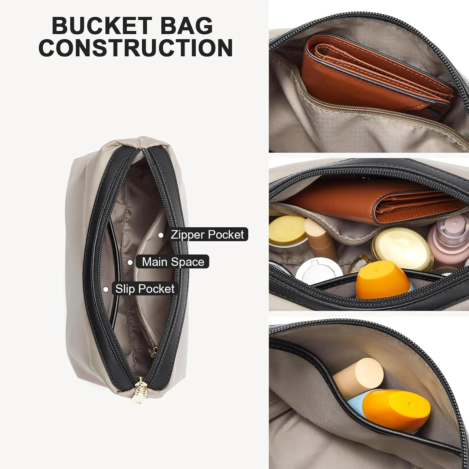 BOSTANTEN Bucket Bag Vegan Leather Shoulder Purses for Women Trendy Adjustable Strap