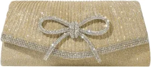 Bow Evening Bag Sparkly Clutch Purses for Women Bow Rhinestone Handbag Tote Shoulder Purse Wedding Glitter Clutch Satchels