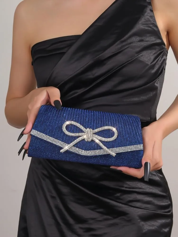 Bow Evening Bag Sparkly Clutch Purses for Women Bow Rhinestone Handbag Tote Shoulder Purse Wedding Glitter Clutch Satchels