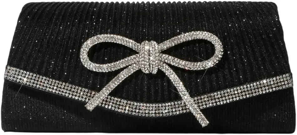 Bow Evening Bag Sparkly Clutch Purses for Women Bow Rhinestone Handbag Tote Shoulder Purse Wedding Glitter Clutch Satchels