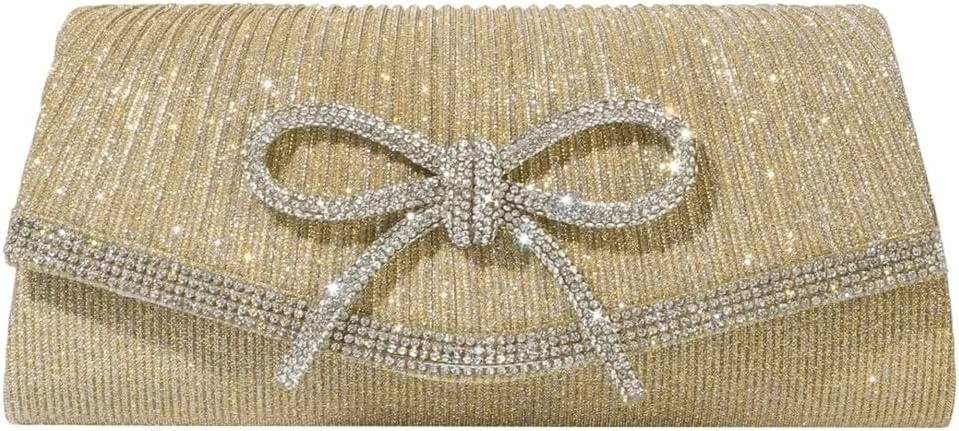 Bow Evening Bag Sparkly Clutch Purses for Women Bow Rhinestone Handbag Tote Shoulder Purse Wedding Glitter Clutch Satchels