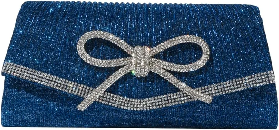 Bow Evening Bag Sparkly Clutch Purses for Women Bow Rhinestone Handbag Tote Shoulder Purse Wedding Glitter Clutch Satchels