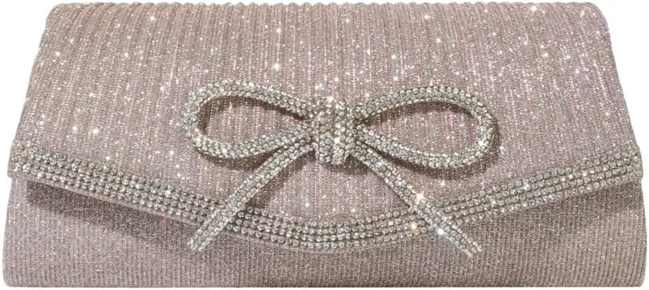 Bow Evening Bag Sparkly Clutch Purses for Women Bow Rhinestone Handbag Tote Shoulder Purse Wedding Glitter Clutch Satchels