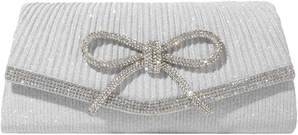 Bow Evening Bag Sparkly Clutch Purses for Women Bow Rhinestone Handbag Tote Shoulder Purse Wedding Glitter Clutch Satchels