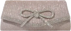 Bow Evening Bag Sparkly Clutch Purses for Women Bow Rhinestone Handbag Tote Shoulder Purse Wedding Glitter Clutch Satchels