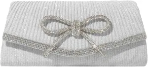 Bow Evening Bag Sparkly Clutch Purses for Women Bow Rhinestone Handbag Tote Shoulder Purse Wedding Glitter Clutch Satchels